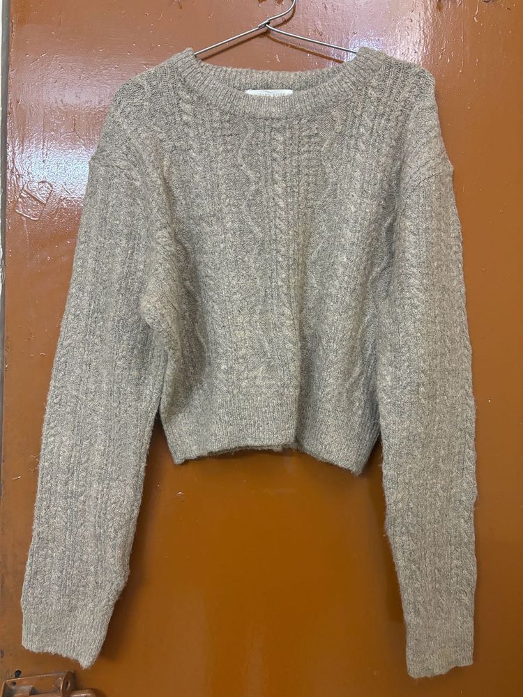 Korean Cropped Full Sleeves Sweater