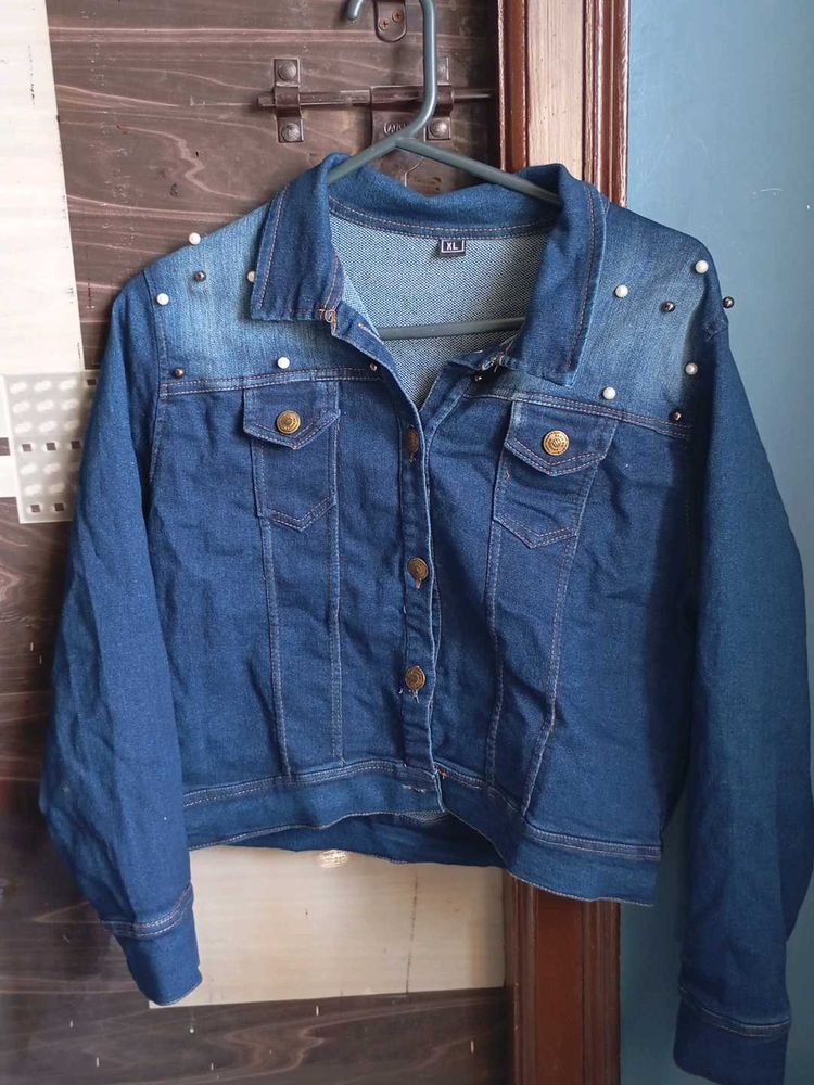 Denim Waist Length Jacket For Women