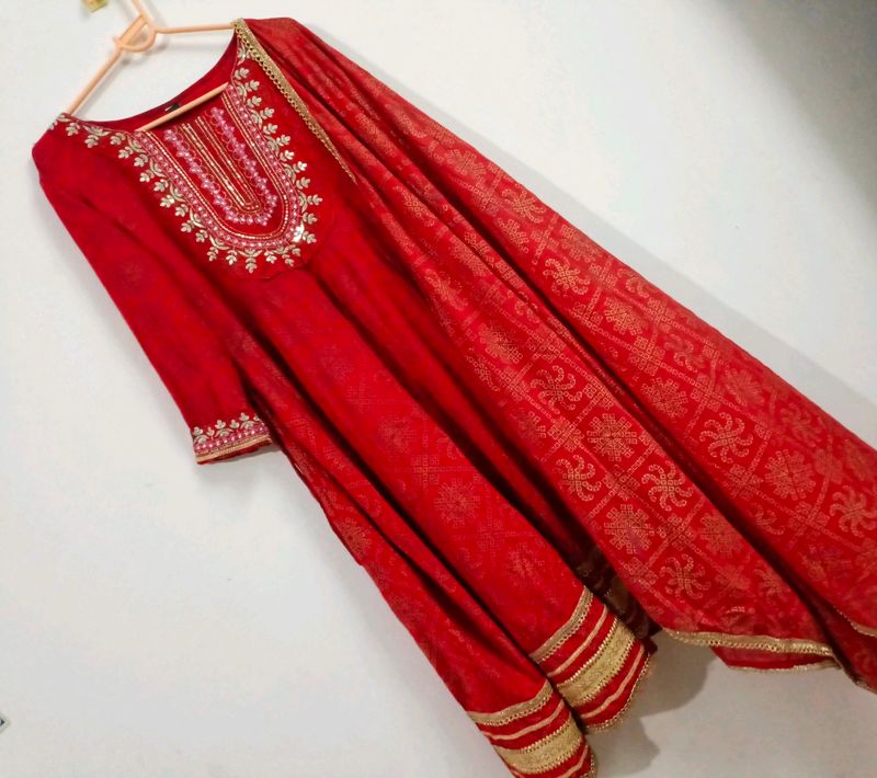 Rajasthani Red Anarkali Kurta Set