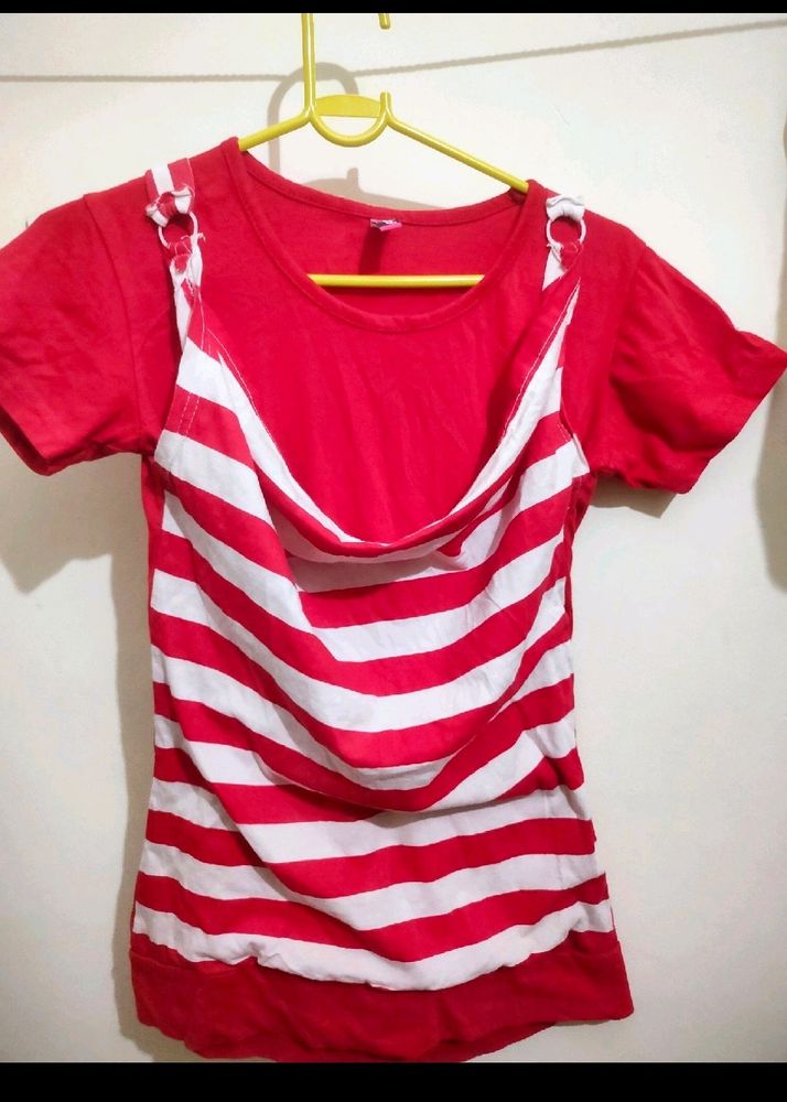 Red&White Striped Top For Girls♥️🤍