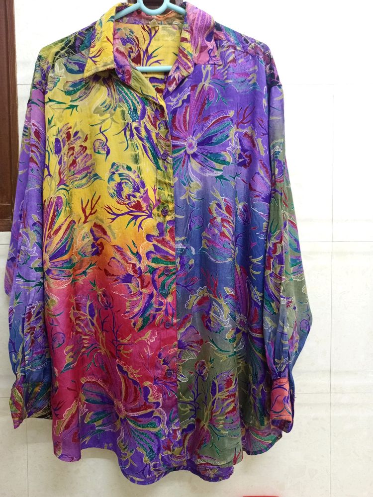 Multicolour Floral print Plus Size Shirt For Women