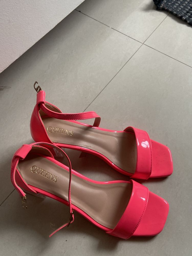 Neon Pink Heeled Sandals