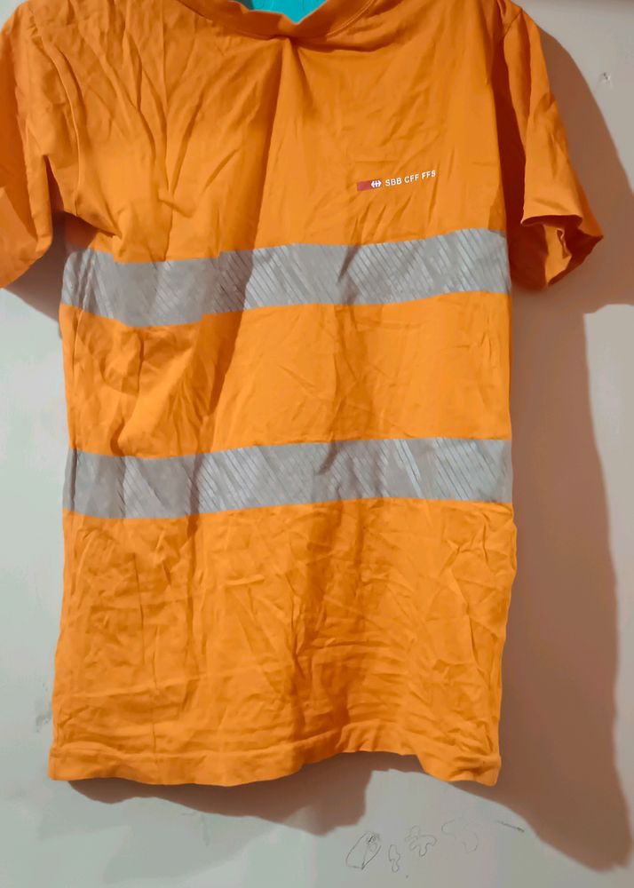 Men And Women Wear Orange T Shirt With Silver