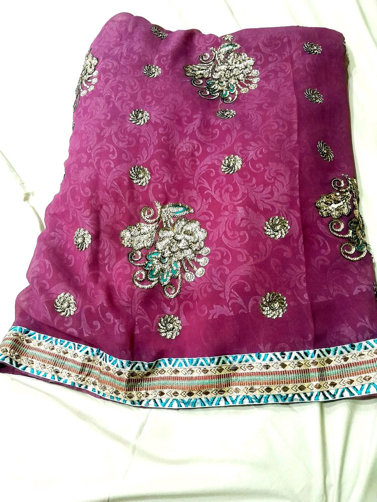 Purple Colur Georgette Saree