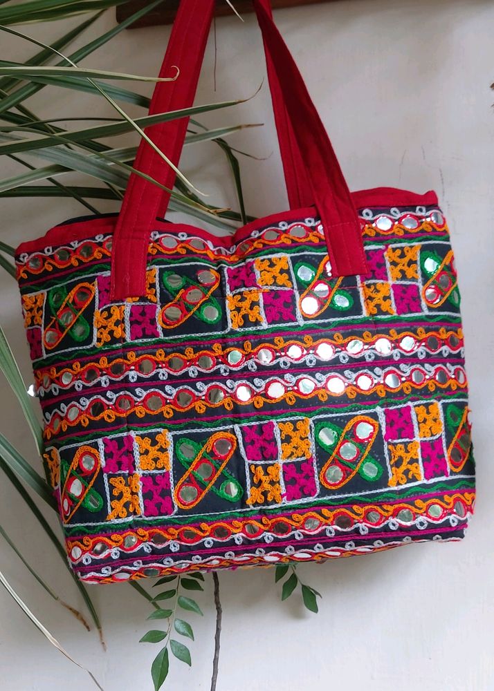 Multi Color Gamthi Work Hand Bag