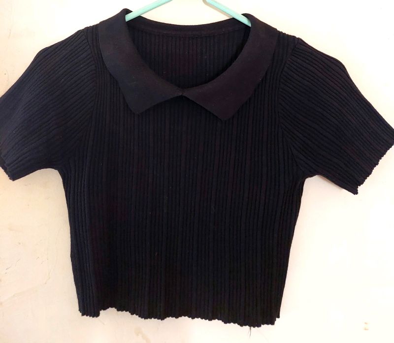 ❗️Black Rib Knit Crop Top❗️