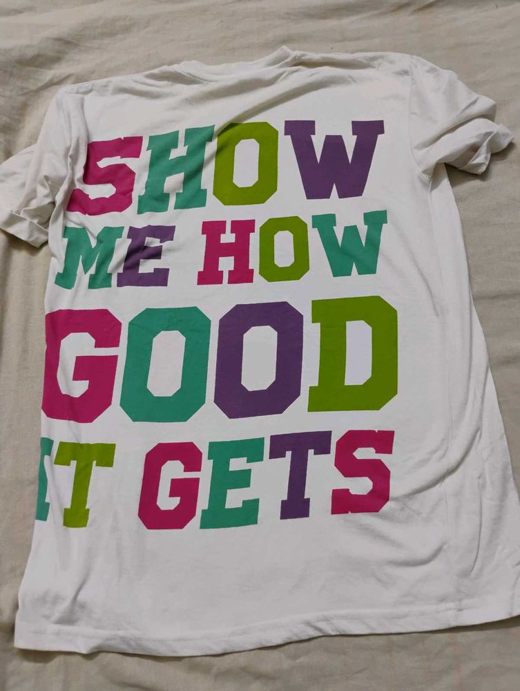 White Oversized T Shirts With Colourful Letters