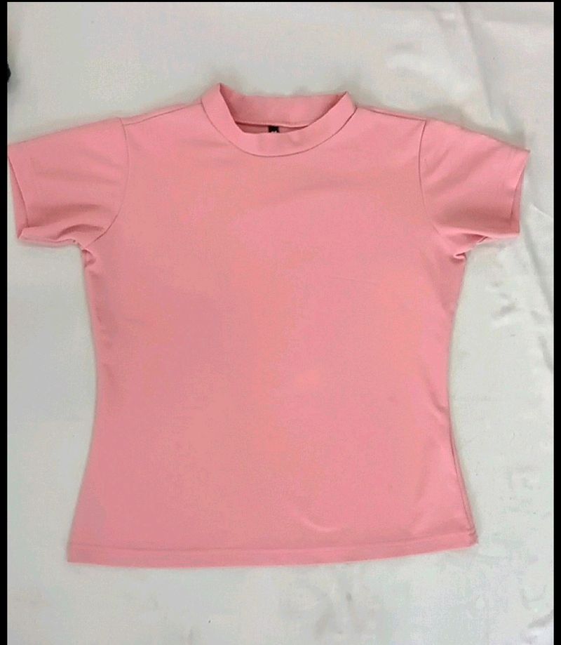 Peach T shirt High Neck