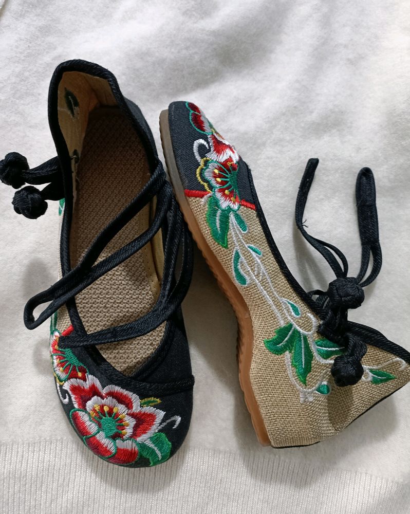 Chinese Embroidered Floral Shoe