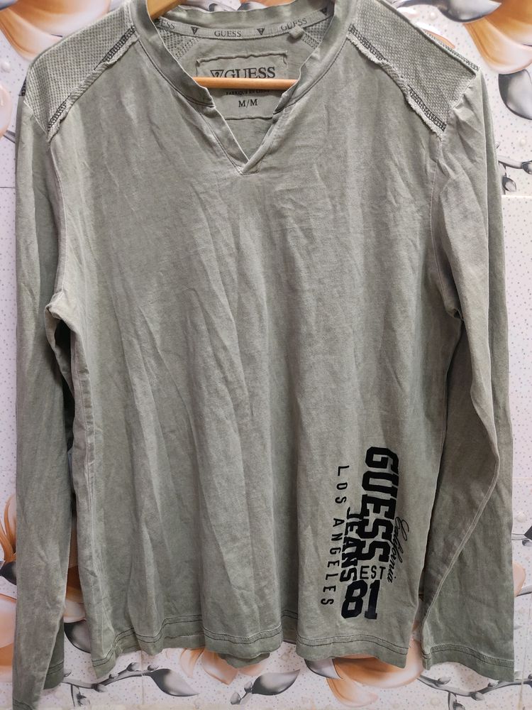 Guess M size olive green T shirt for Men