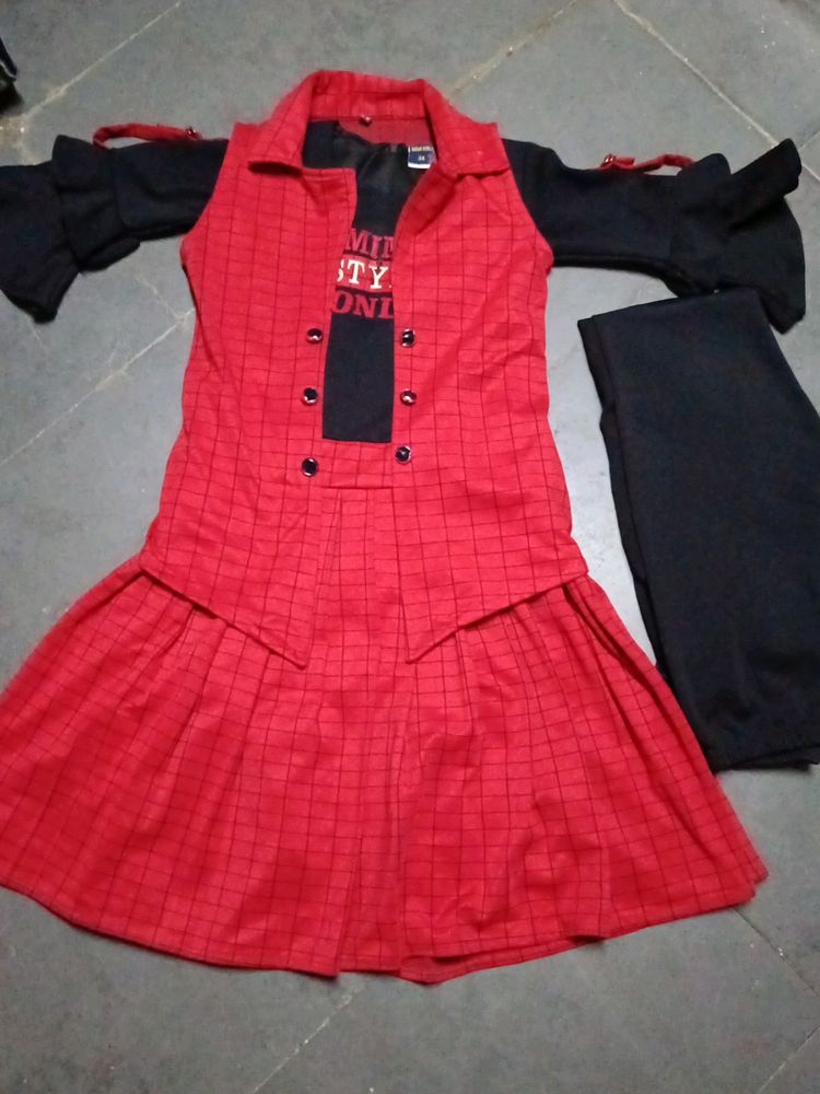 Three Piece Red Black Dress