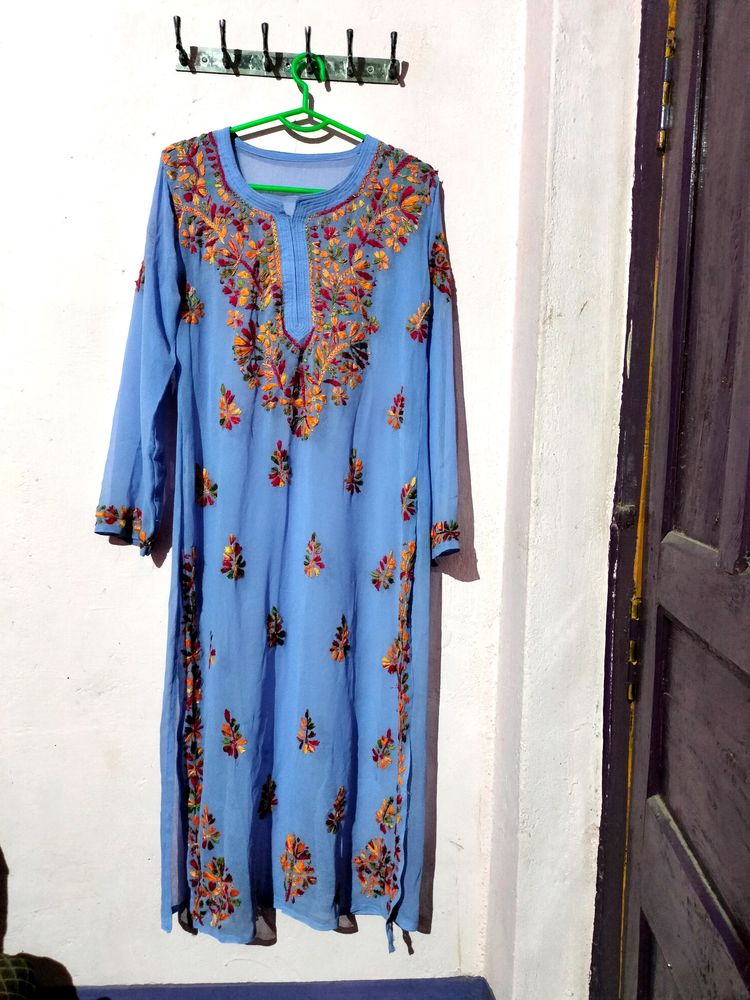 Lavendar Chicken Georgette Kurti