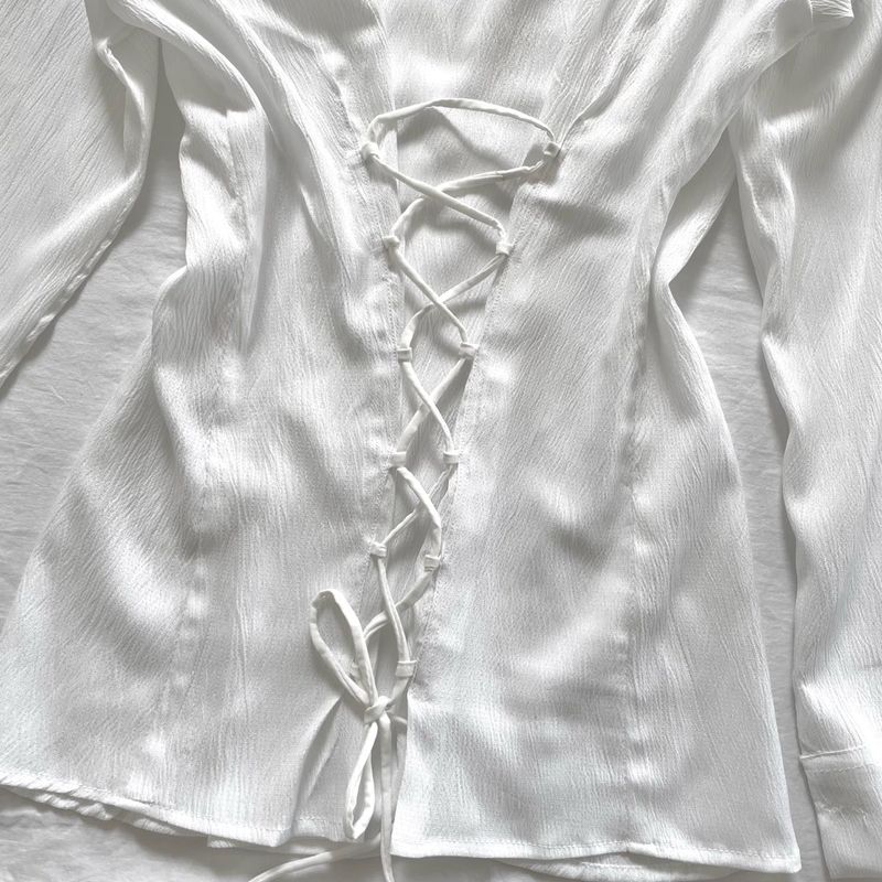 White Corset Lace Up Shirt