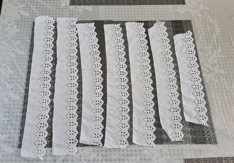 7 White Cotton lace pieces