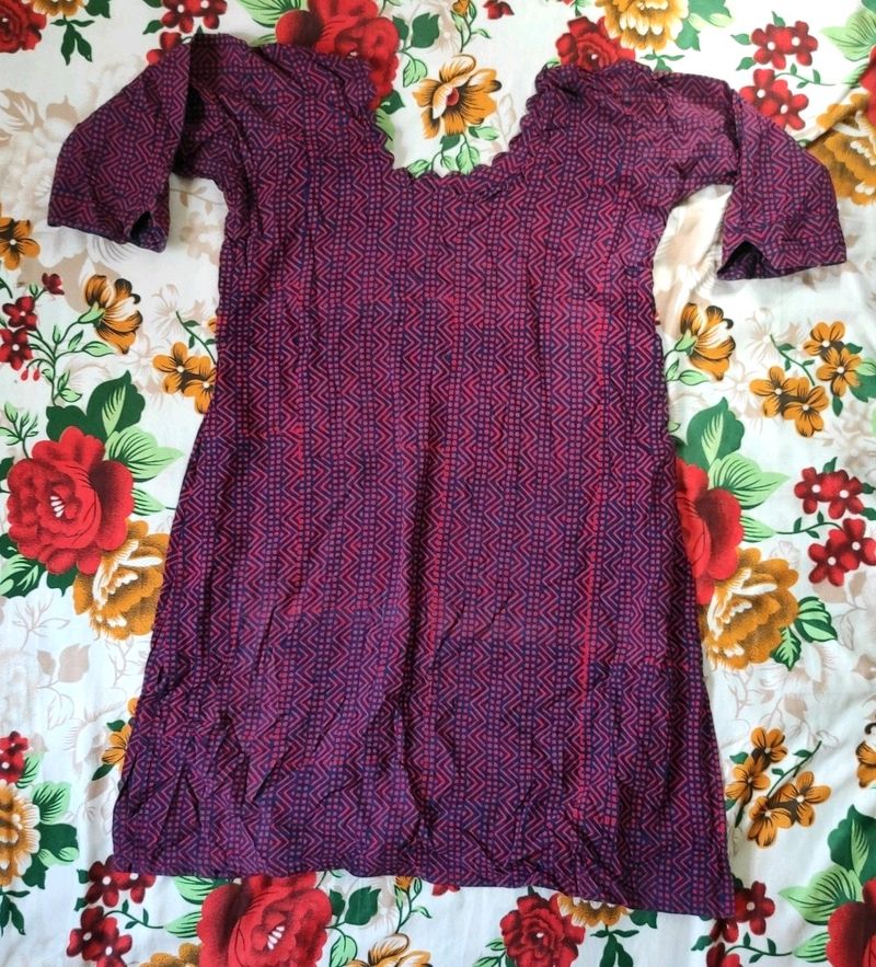 Stitched Purple Cotton Kurtha | Size 38