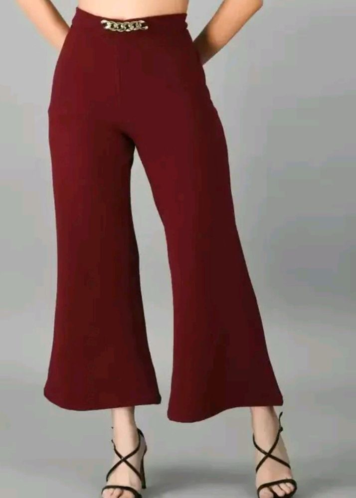 Women Solid Bell Bottom's Trouser And Pant