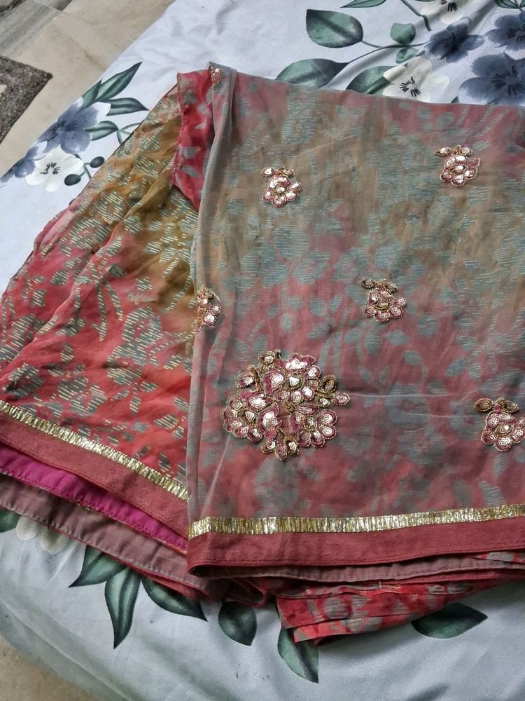 Beautiful Georgette WITH Net Embroidery Saree