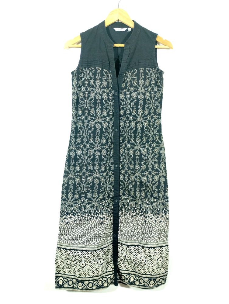 Max Black Printed Cotton Kurti (Women)