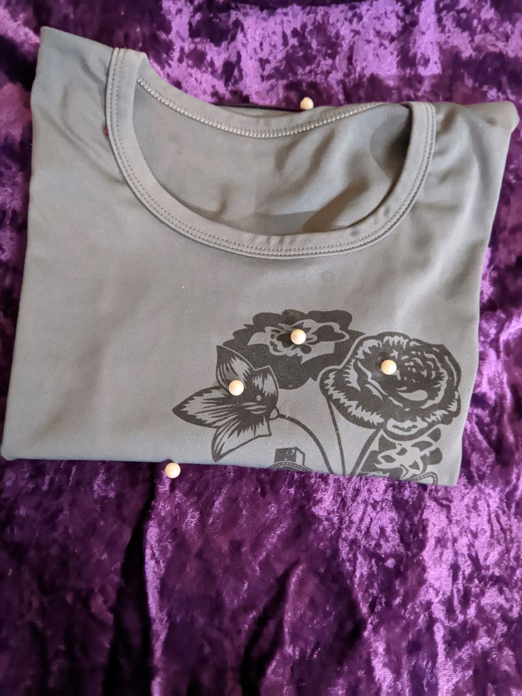 Women's Grey Designer Fitted Top