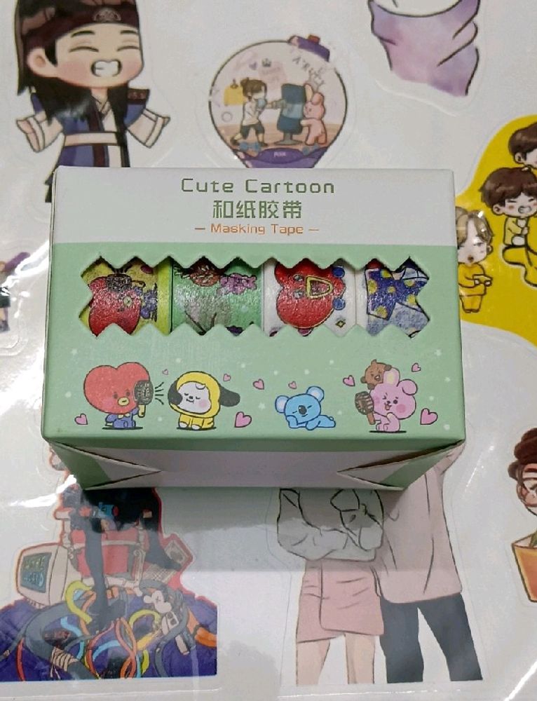 BT21 CUTE 4 WASHI TAPE (GREEN)💚