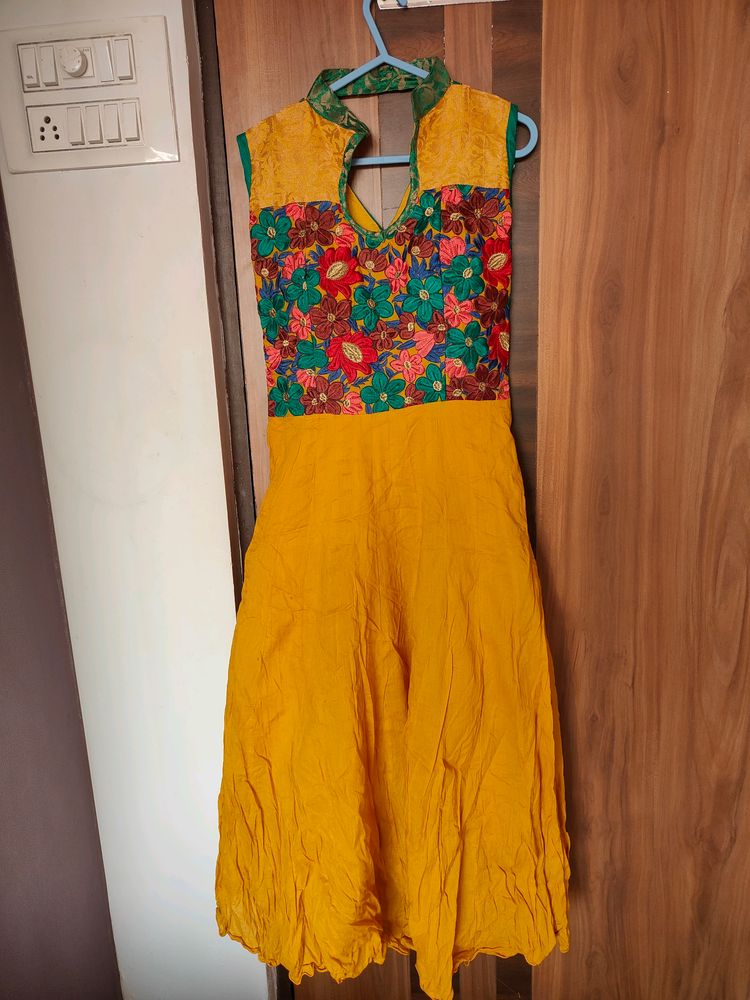 Yellow & Green Anarkali Kurta(Women)