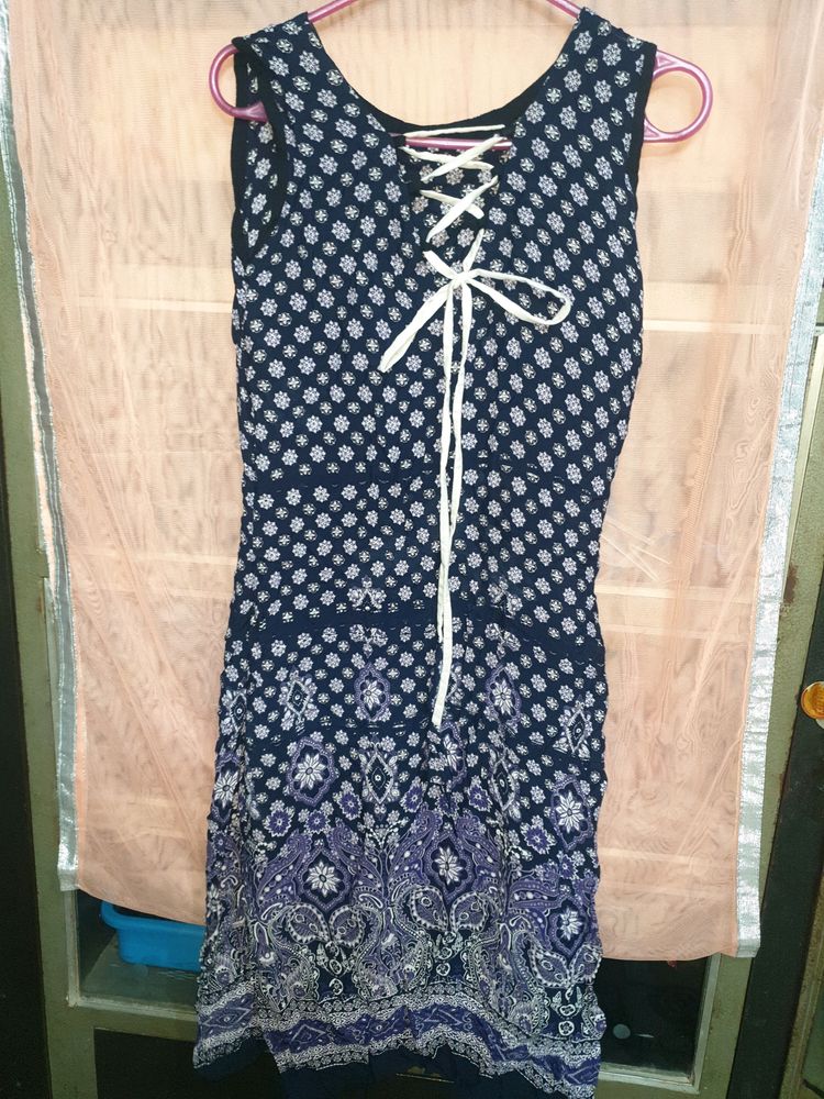 Navy Blue Chiffon Kurti