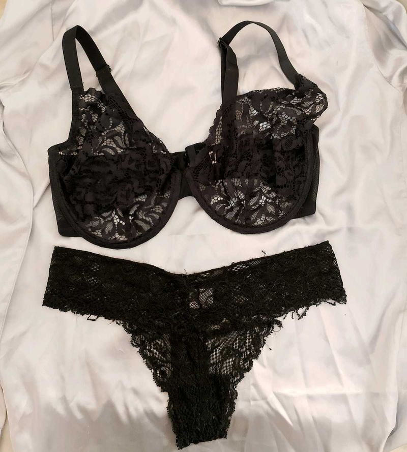 Black Net Lingerie Set.