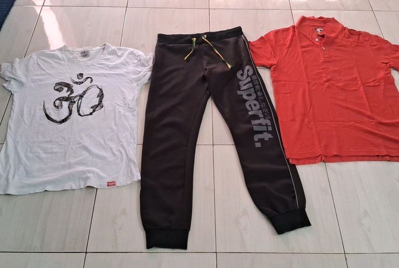 2 T Shirts With 1 Jogging Pant For Men