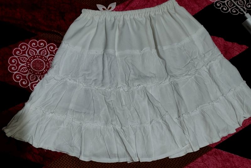 White Mini Skirt (Right Above Knee)