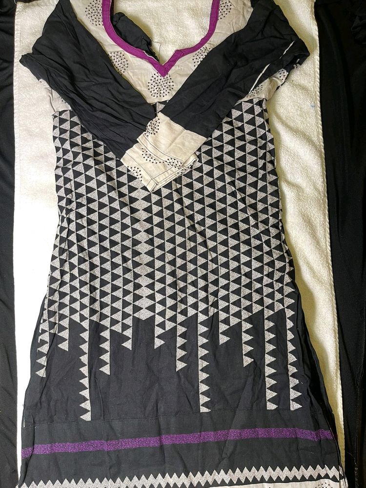 BLACK AND WHITE KURTA TOP OBLY