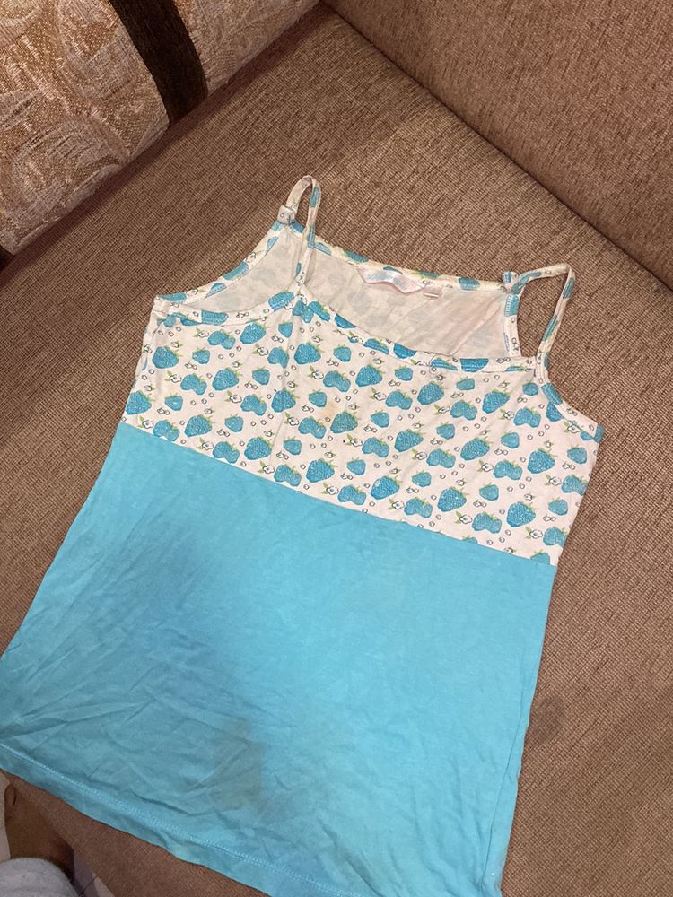 Blue And White Nighty Top