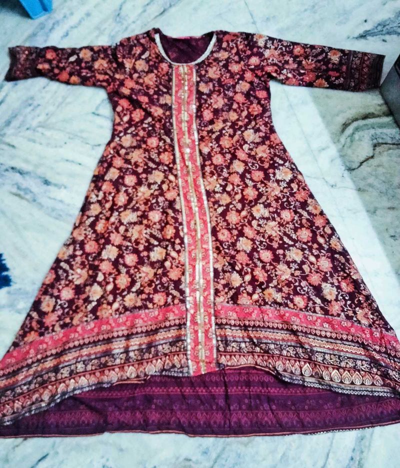 Beautiful V Cut Kurta With Belt For Sale