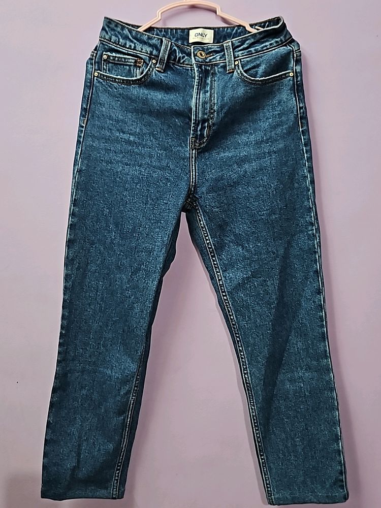 Blue Straight High Rise Stretchable Jeans