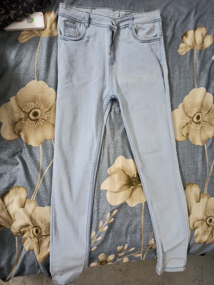 Ice Blue Skinny Jeans High Waist