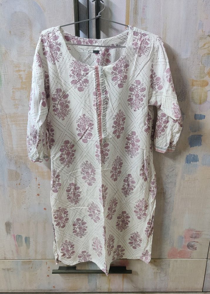 White And Pink Kurta