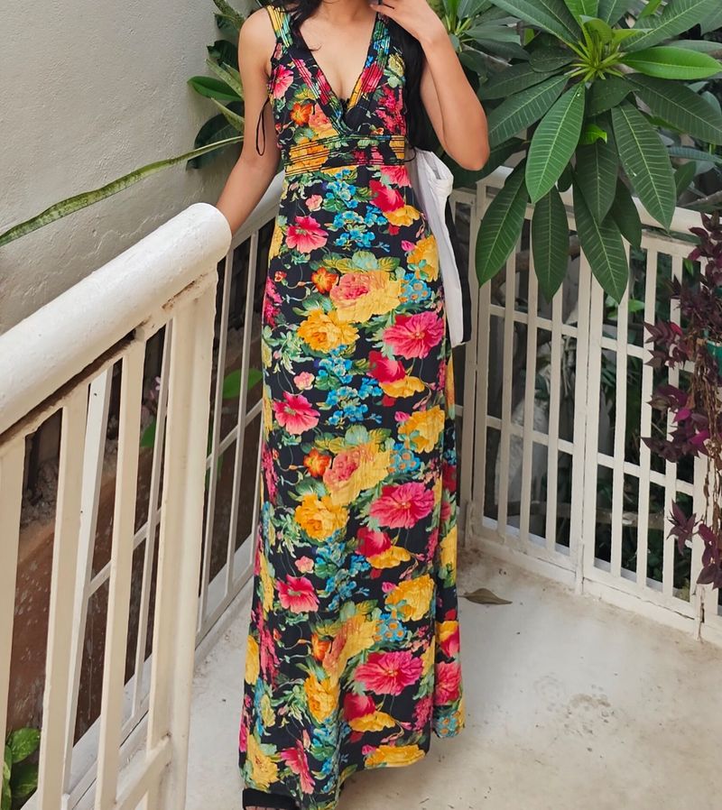 Pinteresty Floral Maxi Bodycon Dress