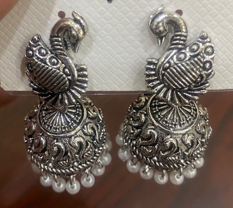 Oxidised Pecoak Design Jumka Earrings Very Resanable Price