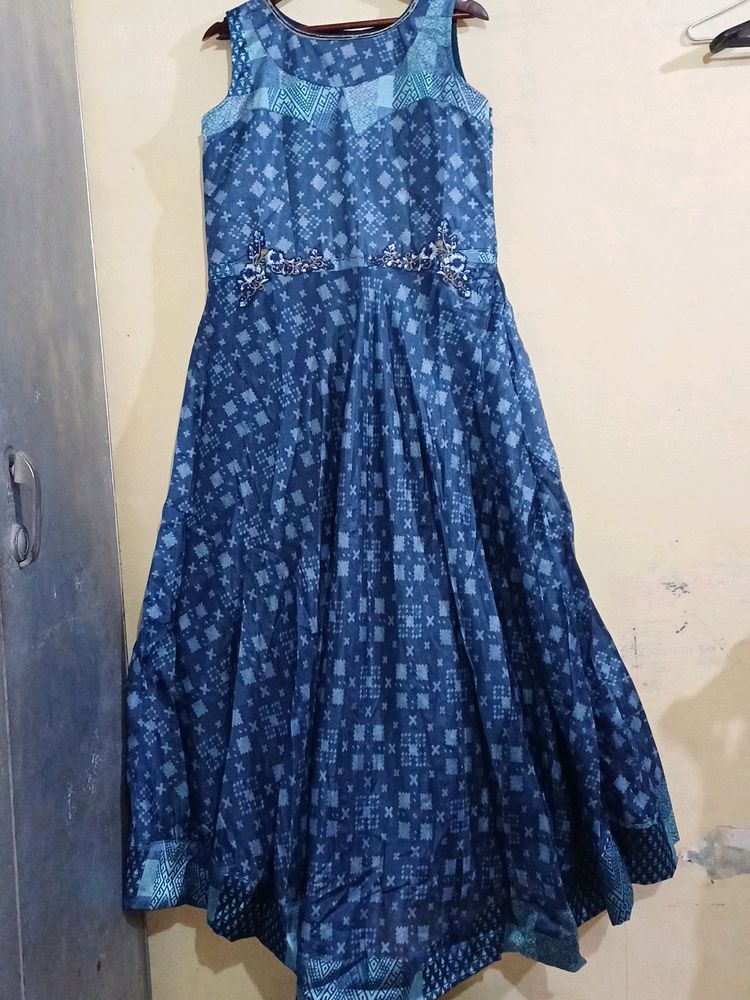 Flawless Absolutely Like New Grey Blue Ethnic Gown