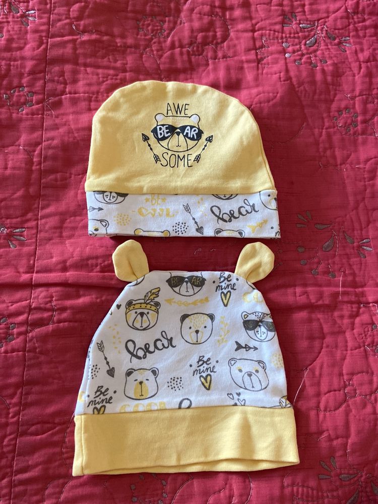 Baby Cap - Set Of 2 - Yellow White