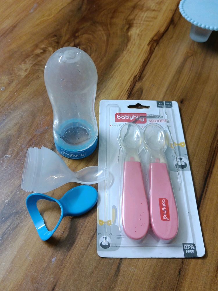 Silicon Feeder Bottle with Spoon Set