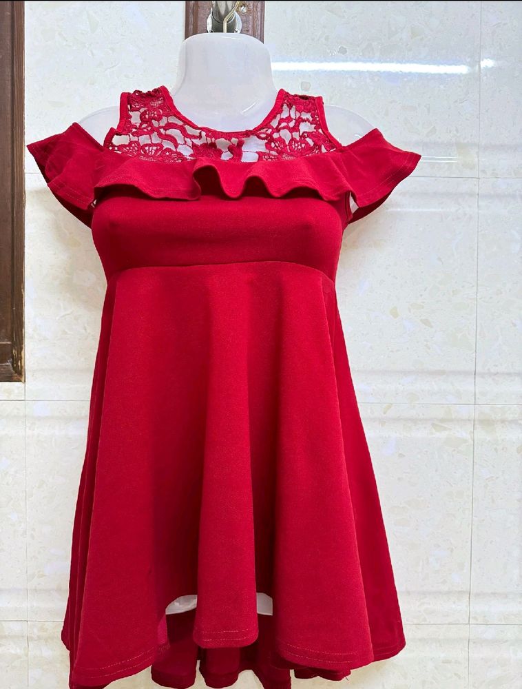 Hot Red Mini Dress For Girl's