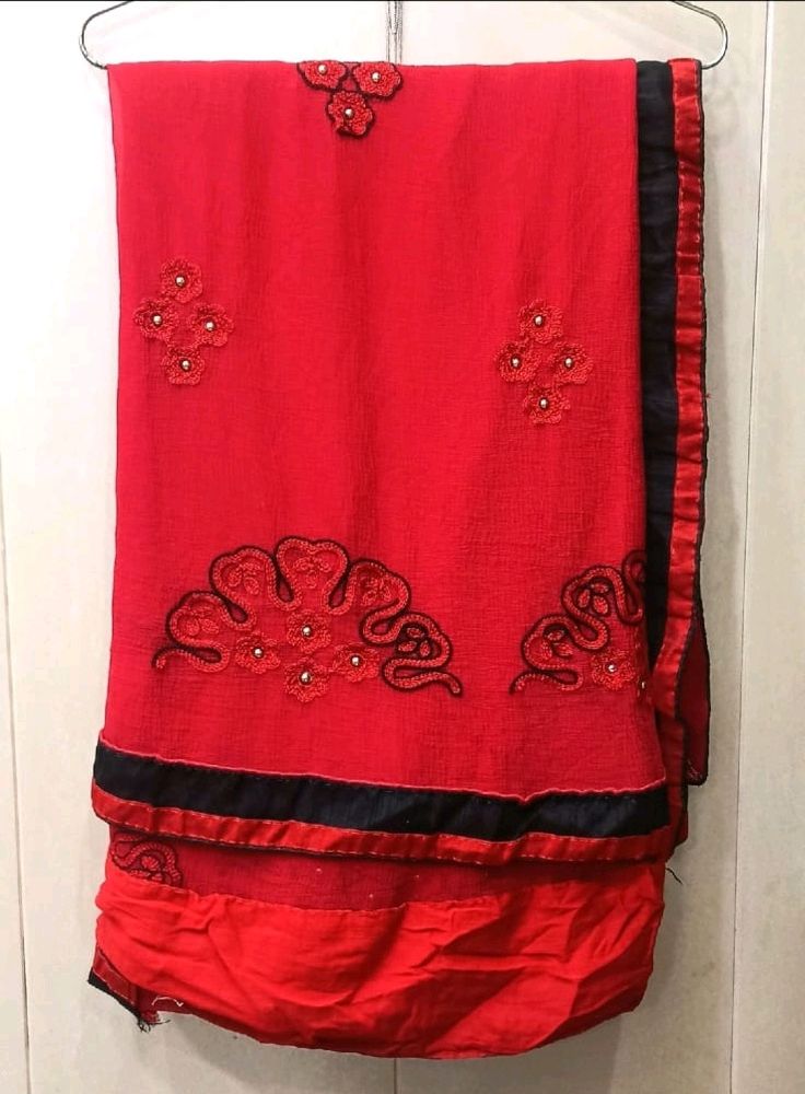 Soft Red Saree With 30rs Off Delivery Charge ☺️