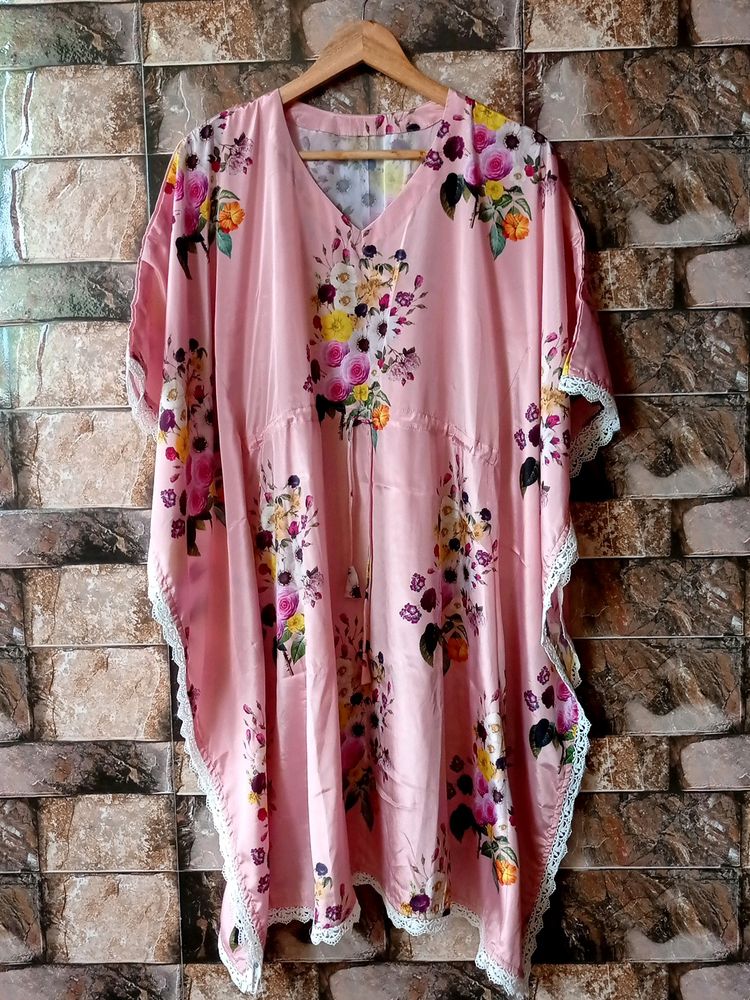 Flower Print Rich Kaftan Free Size