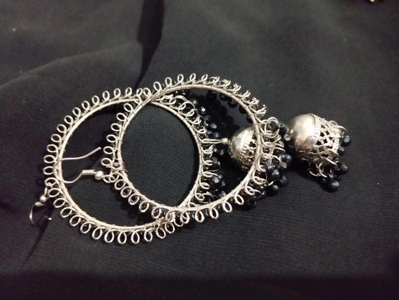 A pair of Oxidised jhumka