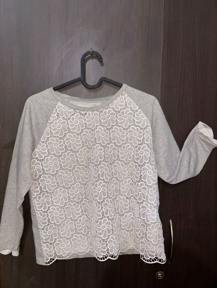 Floral Net Full Sleeve Top