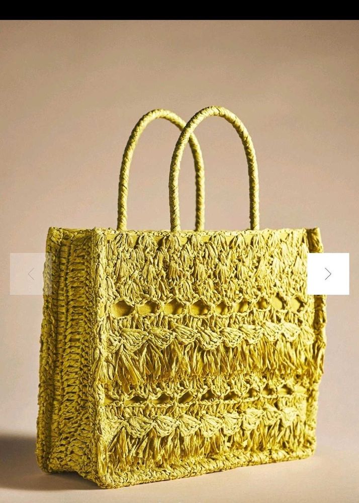 Rafia Boho Fringe Tote Bag