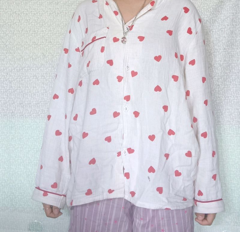 RED HEART BEIGE NIGHTSHIRT