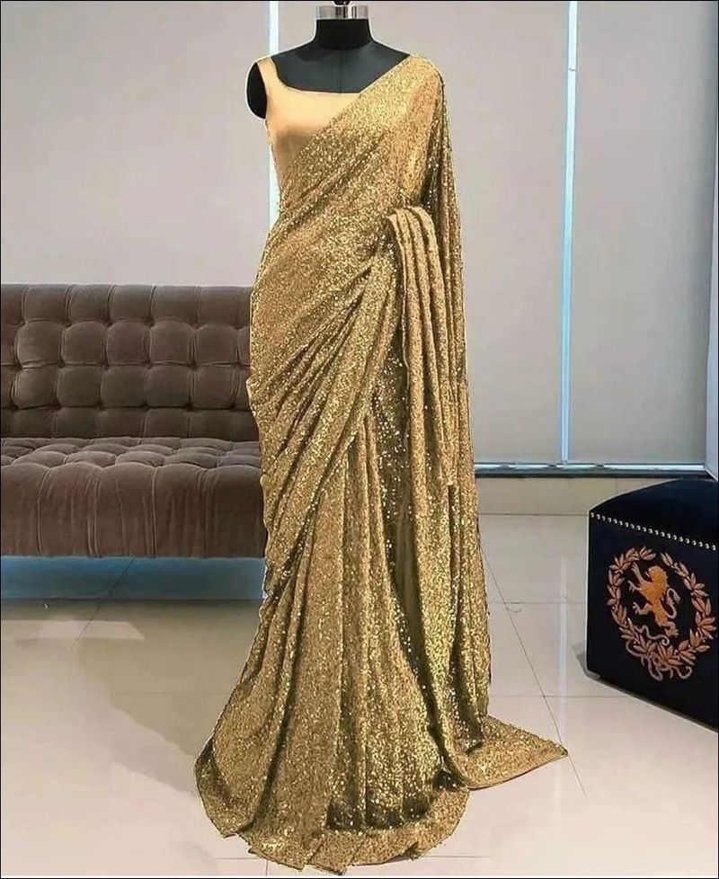 Gold Embellished Sequins Saree