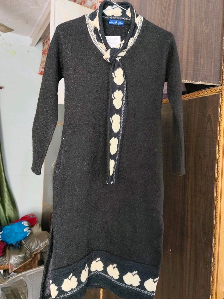 Dark Black Wool Tie Pattern New Kurti With Tag