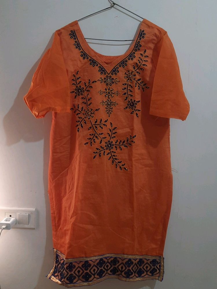 Orange Kurta Set For Women